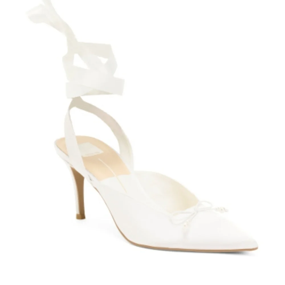 🤍▪️Dolce Vita▪️True White Satin  EFORA  Heels Size 9.5
